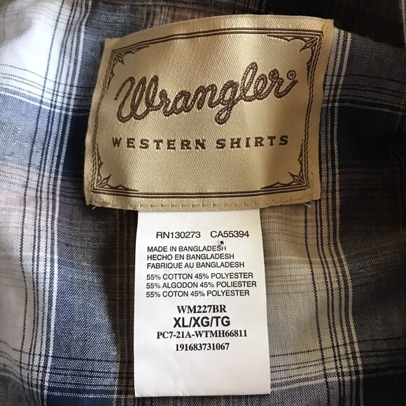 Wrangler Short Sleeve Brown Western Pearl Snap Shirt Mens XL NWOT - Picture 5 of 7